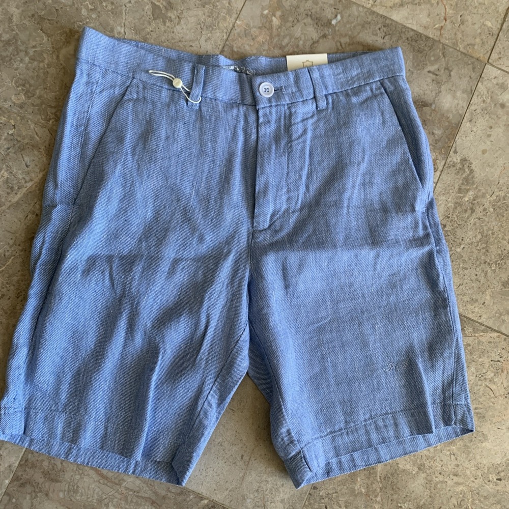 Porter & Ash Premium Collection Linen Blend Shorts Men's Size 30 Blue NWT